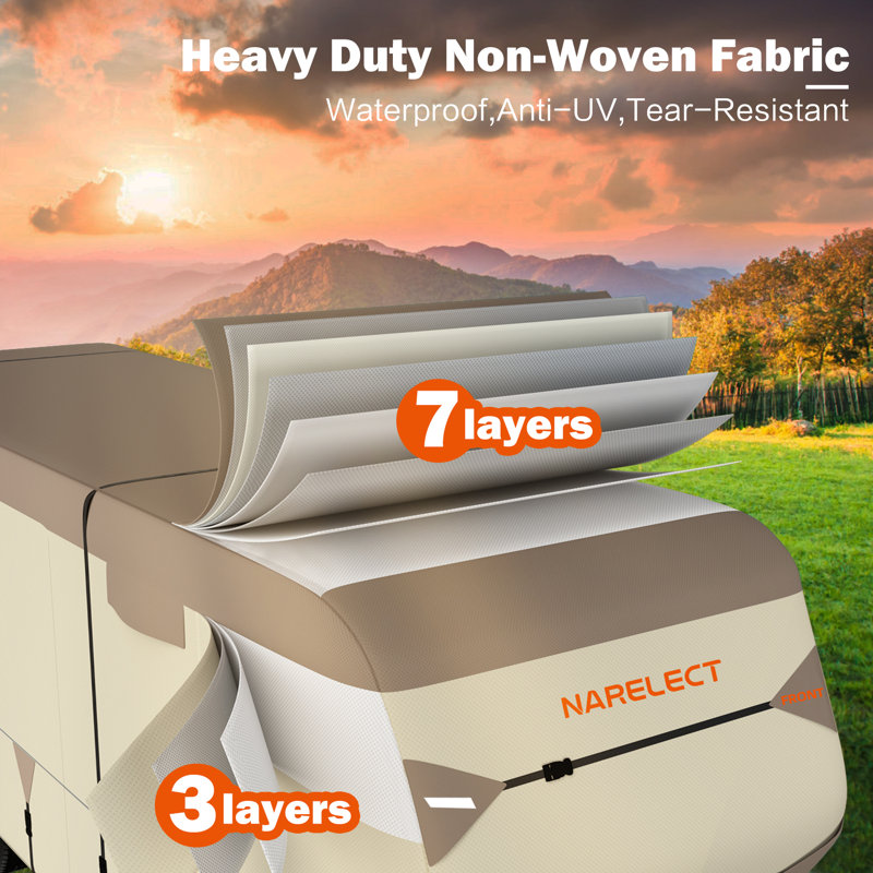 Mildew Resistant RV Cover By NARELECT, 121" H x 102" W x 414" D