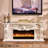 62.99"L×27.56"Ivory White Heating System Landscape Electric Fireplace-118803793-118803794