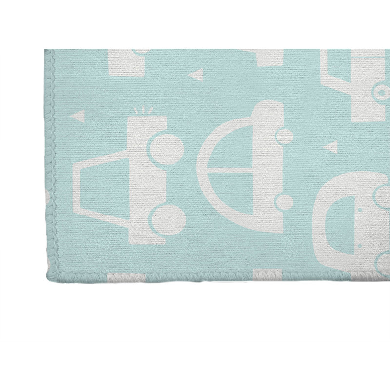 Driveway Colorized Kids Play Mat, Light Blue/White, Rectangle 3' x 5'