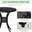 Table bistro ronde de 30 po avec trou pour parasol, table d'extérieur antique en fonte d'aluminium, noire, support de pieds stable et robuste, option de texture grattée