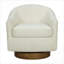 Fauteuil d'appoint pivotant crème avec base en bois massif, siège simple confortable pour adultes