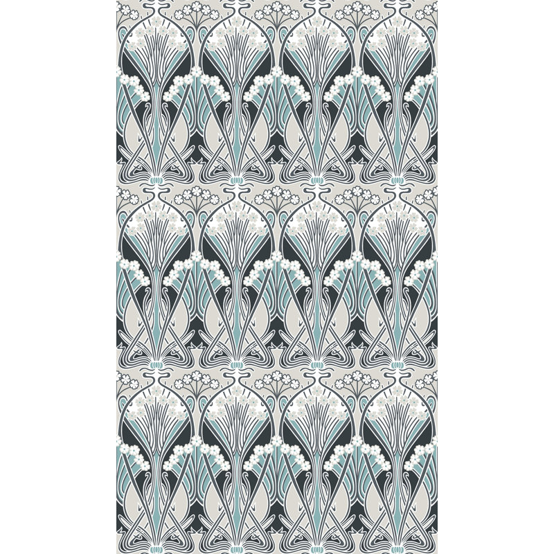 Mamadou Dragonfly Damask 10.05 m x 53 cm Wallpaper Roll, Black/Blue/Grey