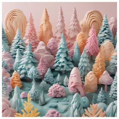 Tapis de bain Pastel Forest Landscape