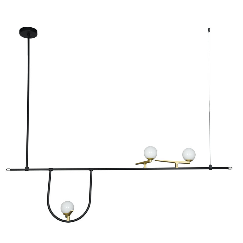 Lustre linéaire industriel noir à 3 lumières DEL