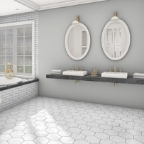 Timeless Hex Calacatta 8-5/8" x 9-7/8" Beveled Porcelain Patterned Wall & Floor Tile