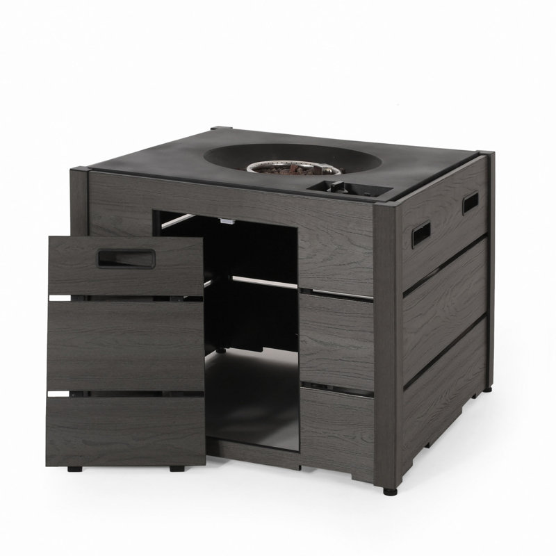 Square Wpc Fire Pit Base, 24.5" H x 31.25" W x 31.25" D, Gray