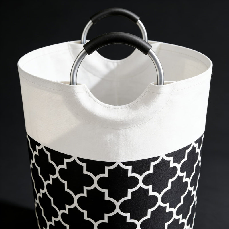 Large Capacity Foldable Fabric Laundry Hamper With Aluminum Handles, Cylindrical Storage Bin For Home, Dorm Or Commercial Use, Multi-Purpose Organizer