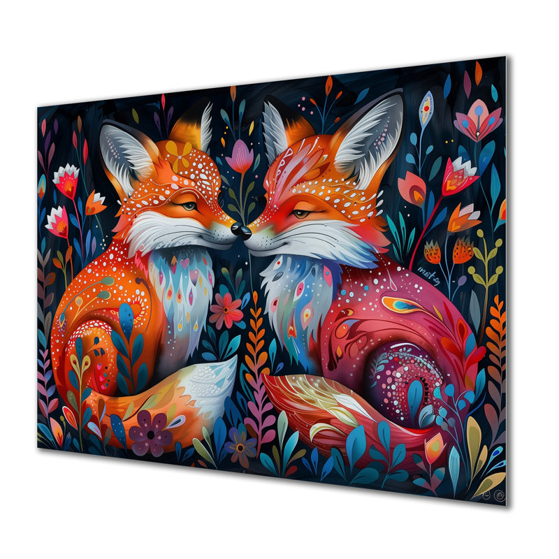 Cowart - Renard, art mural animal, Sans cadre, métal, H 30 po x l 40 po