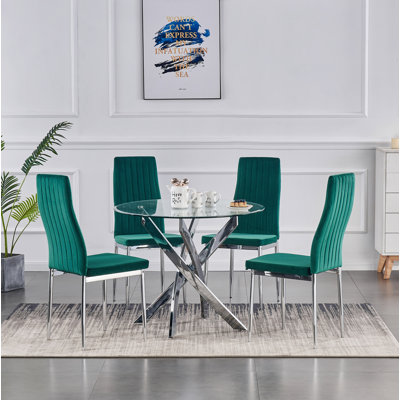 Gabriela 4 -Person Glass Dining Set