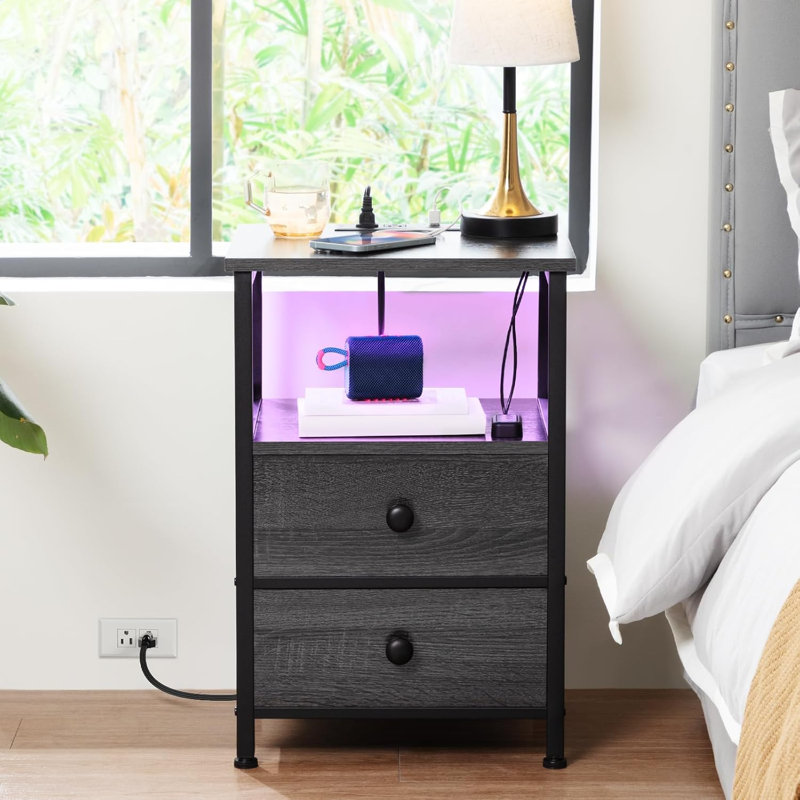 Dringenberg 15.75 " W Nightstand, Dark Gray