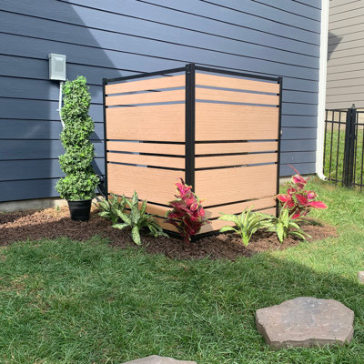 48in H x 40in W (2 Panels) No Dig Enclo Vienna Cedar Color Privacy Screen, Outdoor WoodTek Vinyl Privacy Fence Panel, Privacy Wall for Trash Cans & Ai by Enclo