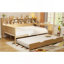 Lit de jour double en bois avec tablettes de rangement, lit multifonctionnel avec lit gigogne simple et bureau d'étude, naturel-2109762937-2109762936