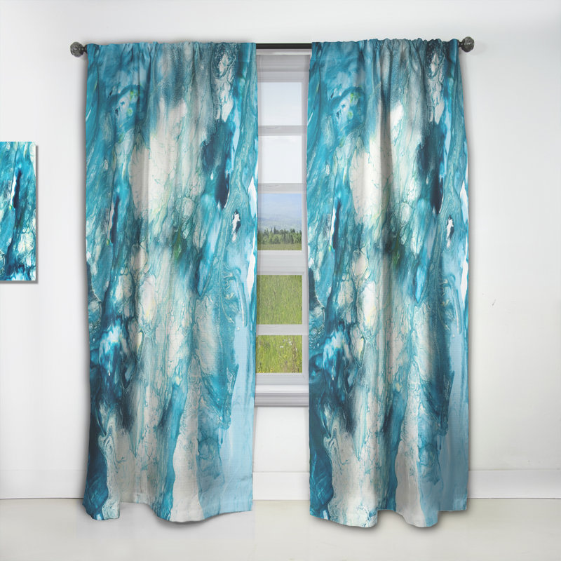 Liquide bleu univers - rideau en velours moderne - obscurcissant - 1 panneau, L 52 po x L 95 po