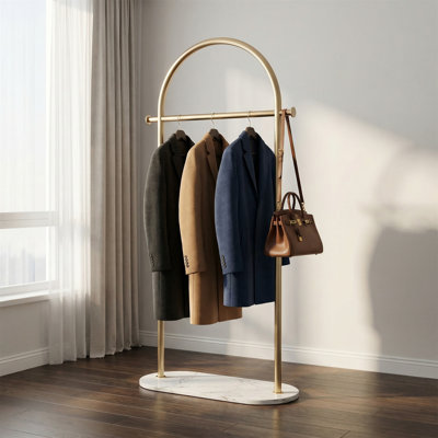 67-inch Freestanding Metal Coat Rack With A Marble Base, Ideal For The Bedroom; Perfect For Hanging Hats, Scarves, And Jackets