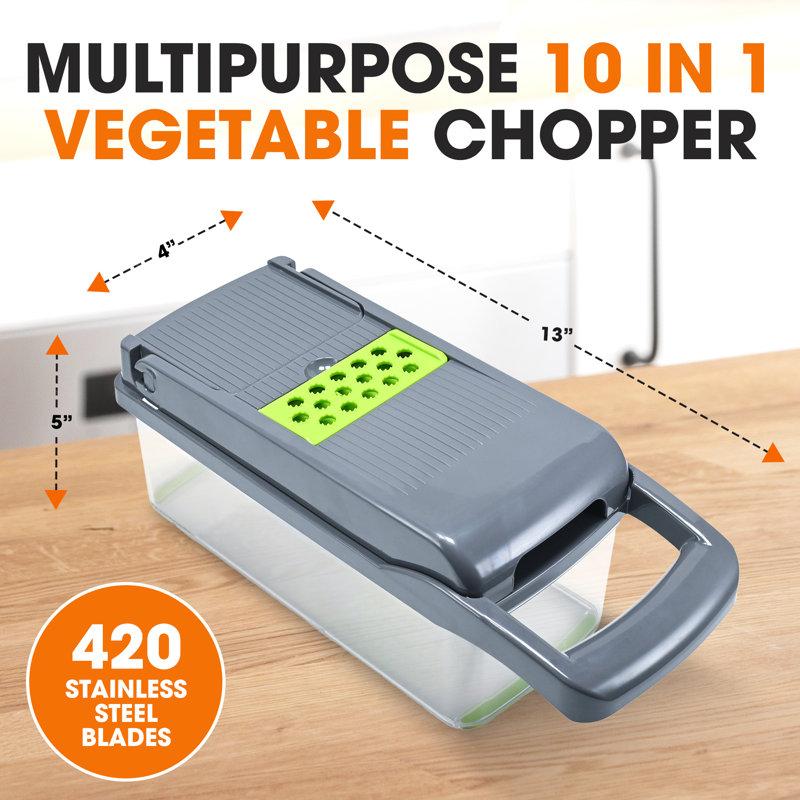 Cheer Collection Gray and Green 10-in-1 Food Chopper with Container