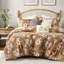 Ensemble de couette réversible en coton à motif floral 7 pièces Vin Terracotta Cal King-136112147