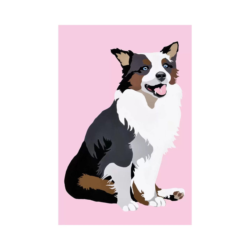 Woof On Pink by Julie Ahmad - Wrapped Canvas Print, 20.32 cm H x 30.48 cm W
