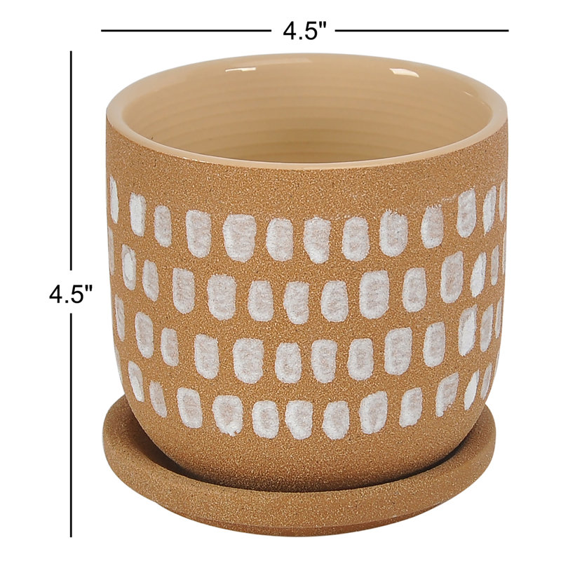 Meissa Handmade Ceramic Pot Planter, 4.5" H x 4.5" W x 4.5" D