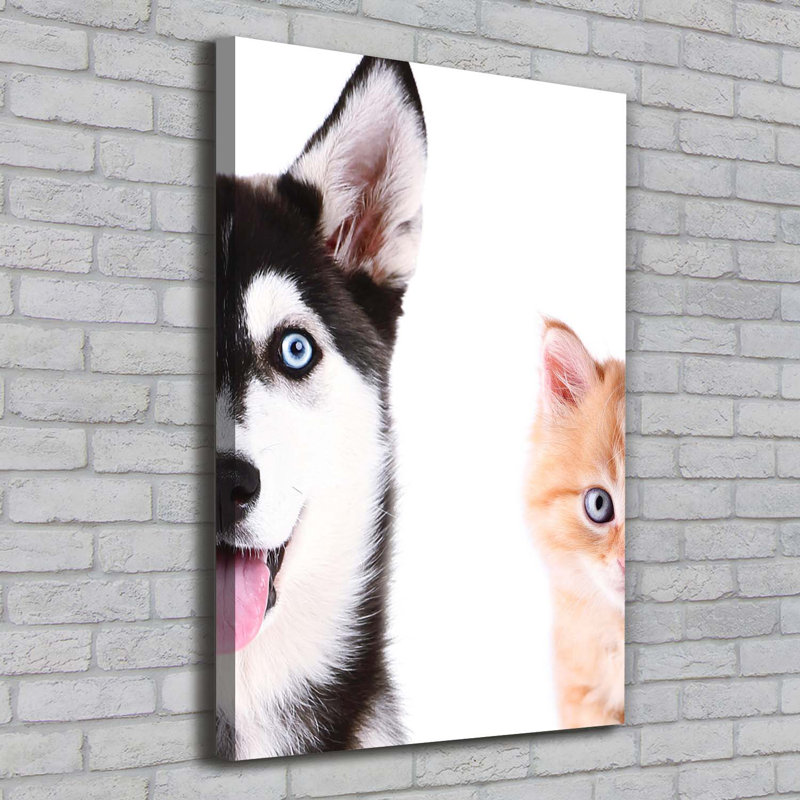 Dog And Cat - Wrapped Canvas Print