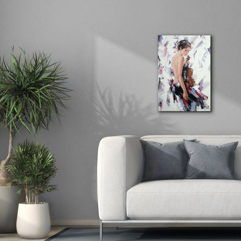 «Violinist» par Alexander Gunin, art mural sur toile, H 26 po x l 18 po x P 1,25 po