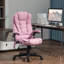 Fauteuil de bureau à 6 points de massage vibrant avec chaleur et dossier haut inclinable en lin avec dossier inclinable, accoudoirs rembourrés et télécommande, rose