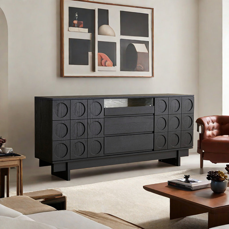 Retro Fun And Elegant Accent Cabinet Solid Wood Accent Cabinet, Black