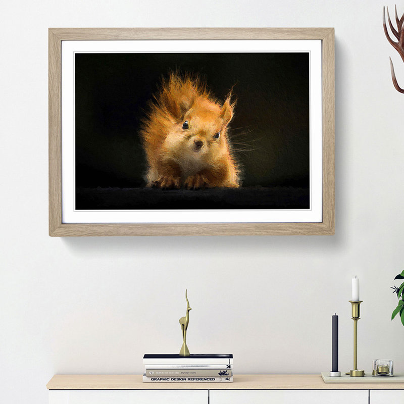 Red Squirrel - Framed Print, Oak Framed, 27cm H x 36cm W x 2cm D