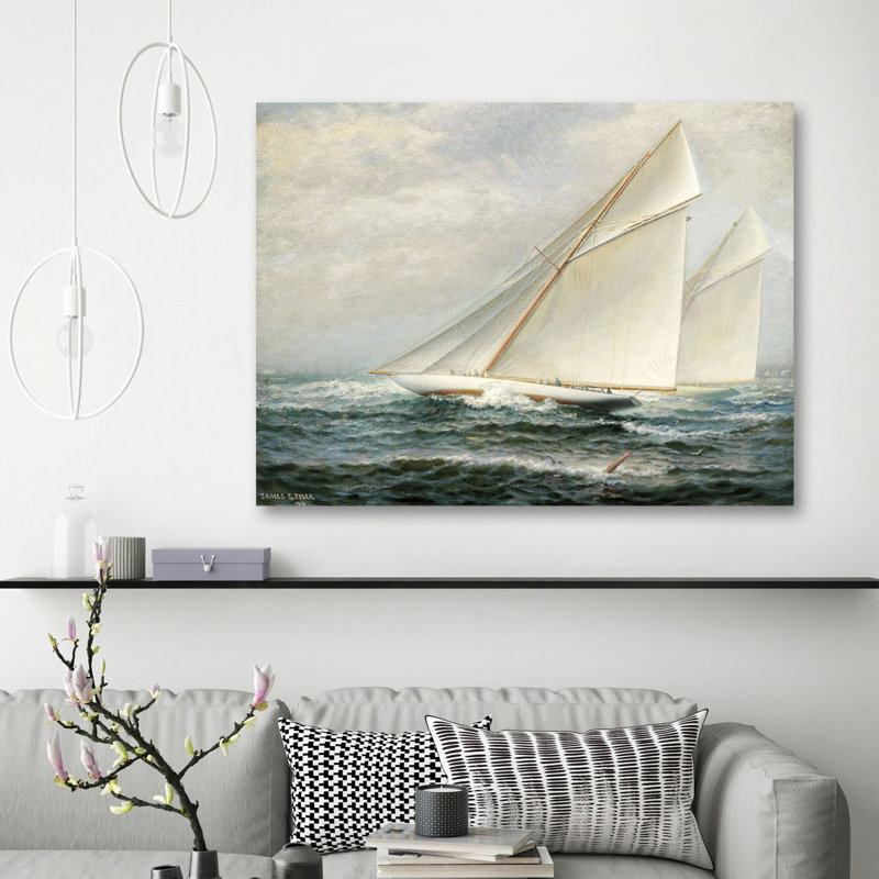 America's Cup Racing by James Gale Tyler - No Frame Painting on Canvas, 70cm H  x 100cm W  x 4cm D