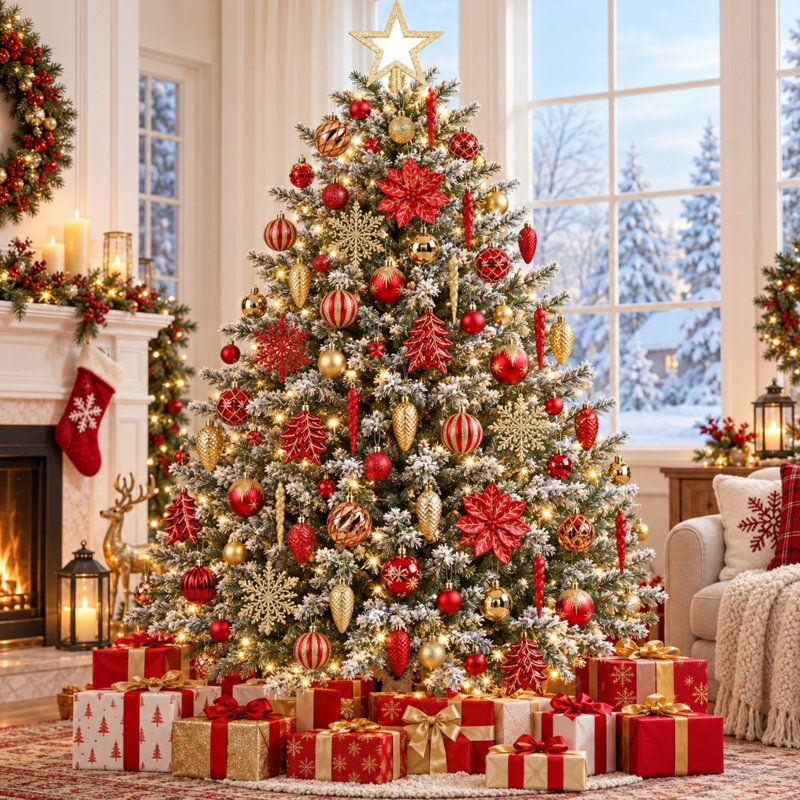 Ensemble de 106 décorations de Noël incassables de formes et finitions assorties