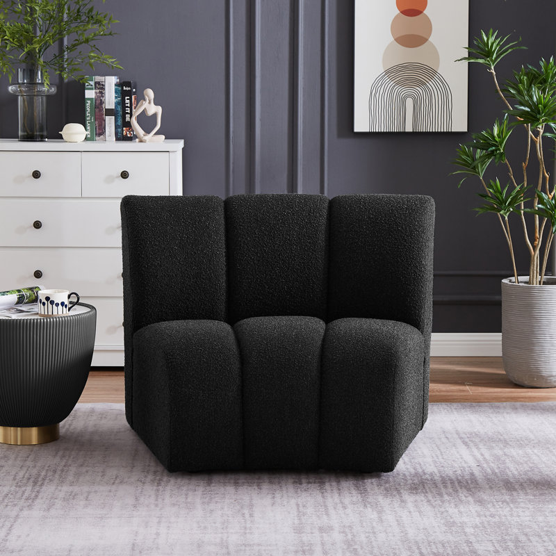 Chaise modulaire en tissu Infinity, Tissu bouclé noir
