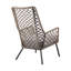 Fauteuil lounge Marco en acier intérieur/extérieur, avec corde de couleur truffe et coussin gris