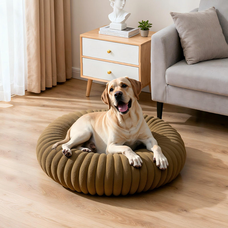 Lit pour chien Calming Donut, Tanné, Grand (H 8 po x l 36 po x P 36 po)