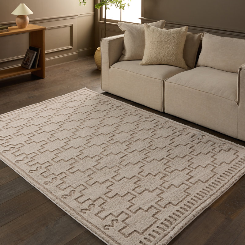 Tapis ivoire / beige Meret Trellis, Rectangle 5 pi x 7 pi
