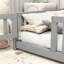Solid Wood Full Floor Platform Bed With Fence-94246359