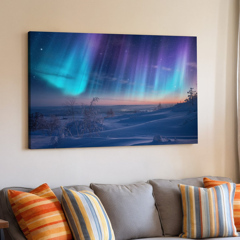 Toile, "Un paysage d'hiver à couper le souffle sous un ciel étoilé", H 20 po x l 20 po