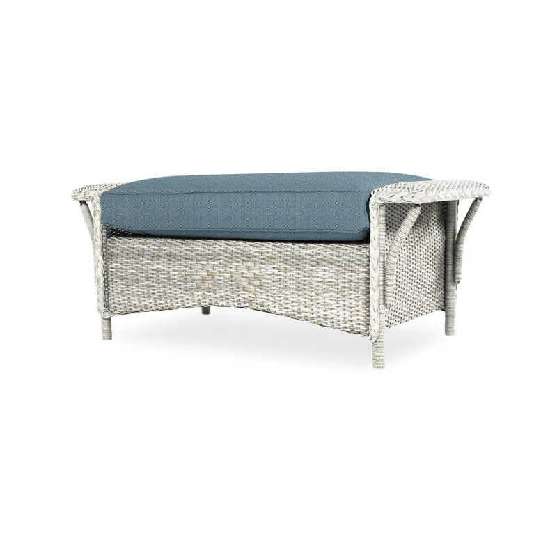 Nantucket Outdoor Ottoman, Canvas Black Sunbrella® Canvas, Antique White