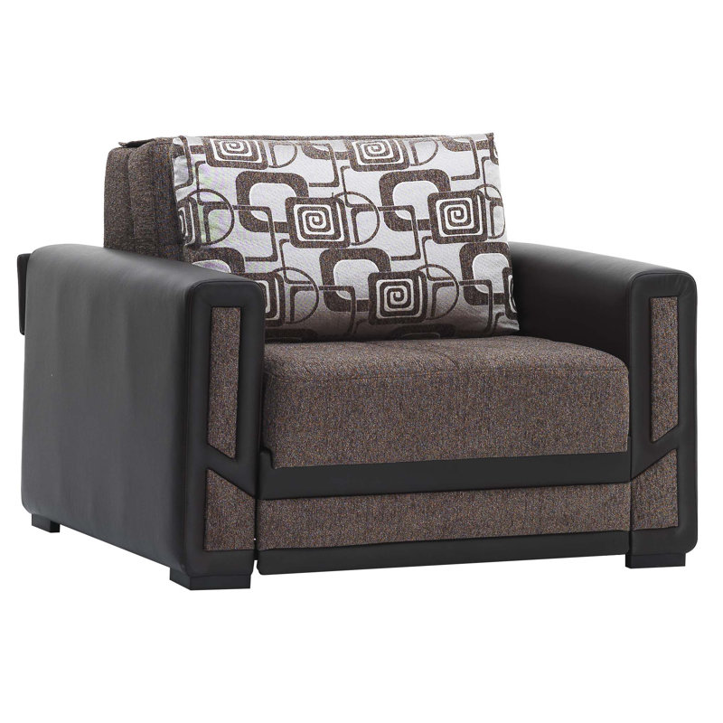 Fauteuil convertible avec accoudoirs convertibles 3-en-1 Ferree, Chenille brune / noire