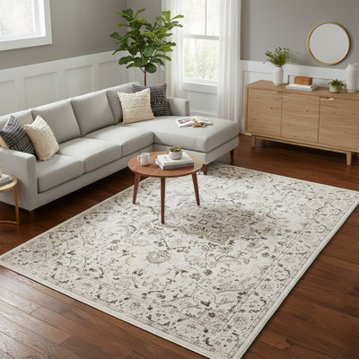 Losh Oriental Performance Traditional Vintage Area Rug in Brown/Beige/Cream