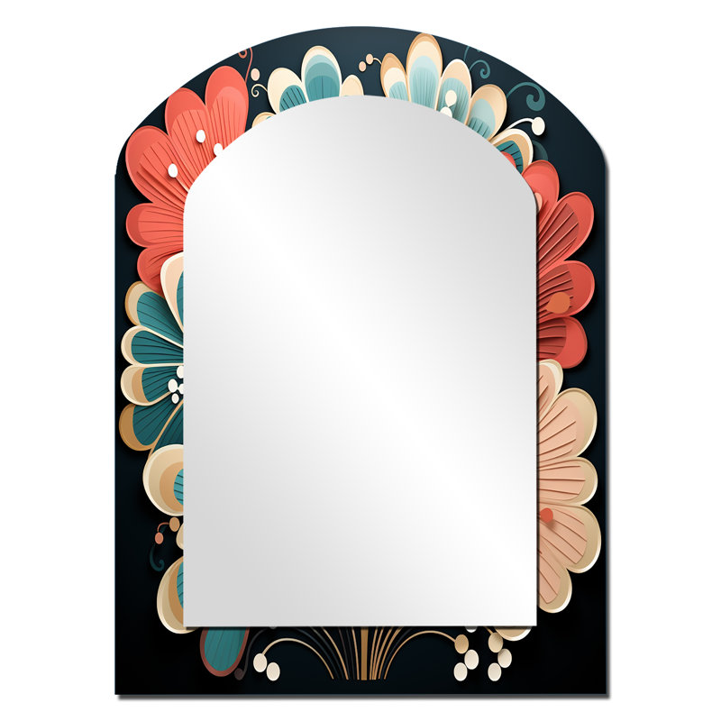 Miroir mural Art Deco Marine Coral Marvel II - Coastal Arch, 34 po x 25 po