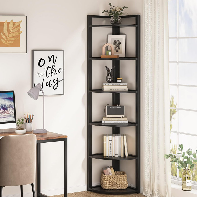 180cm H x 40cm W Steel Corner Bookcase, Black