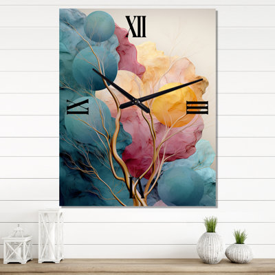 Tender Awakening In Retro Blue V - Modern Geometric Wall Clock