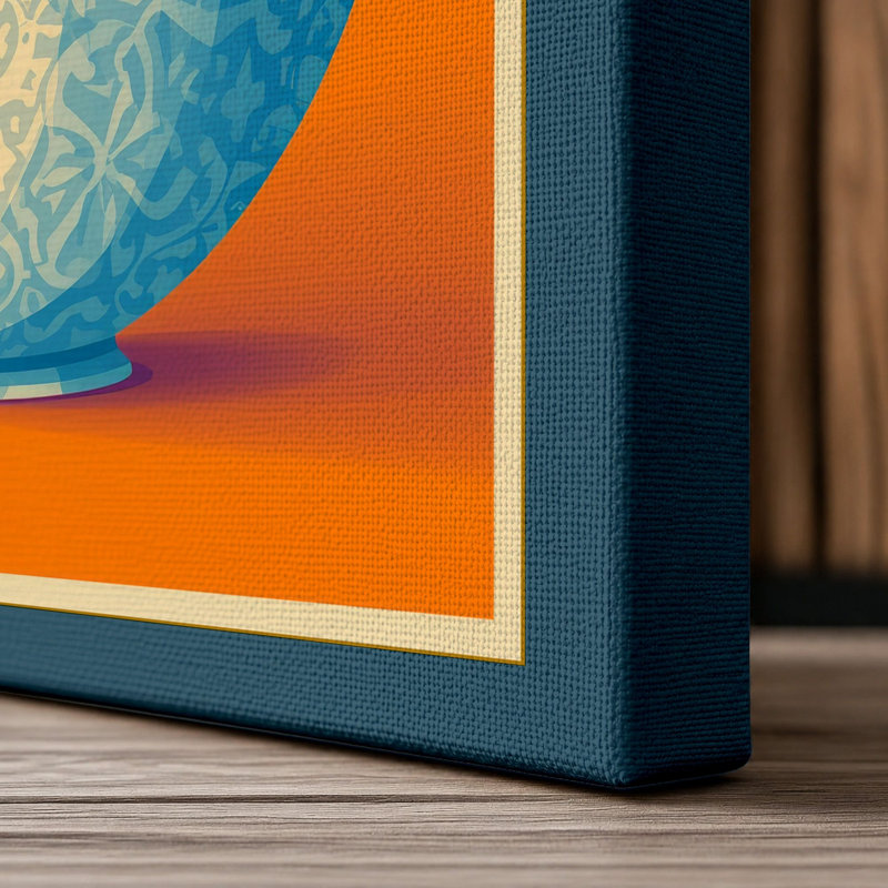 Fruit Bowl on Orange Modern - Wrapped Canvas, 30x20 - 76.2 x 50.8 cm, Teal Border