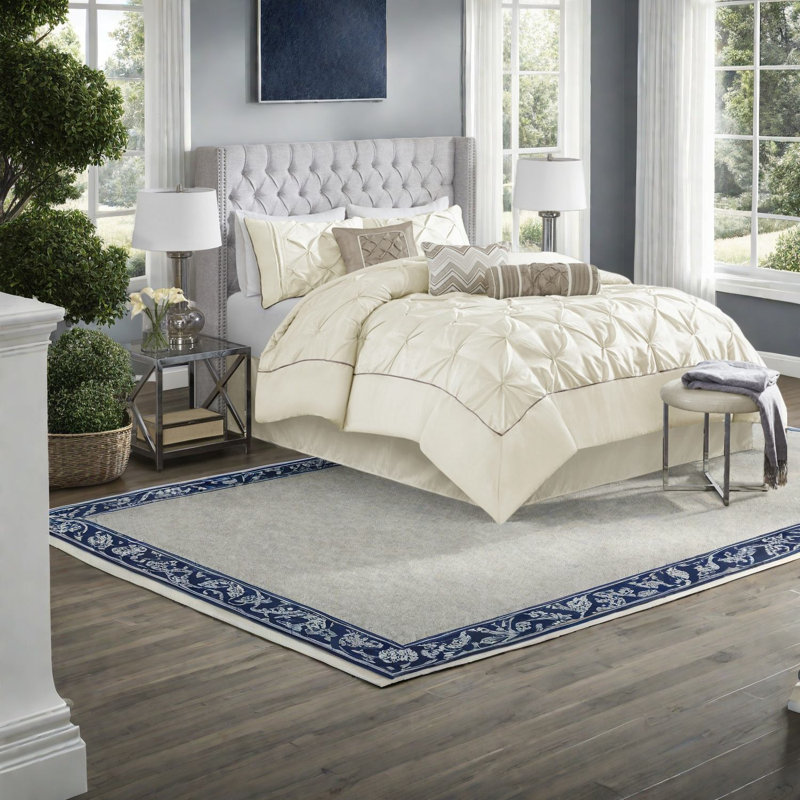 Ensembles de literie luxueux ivoire, édredon en polyester, style élégant pour la maison