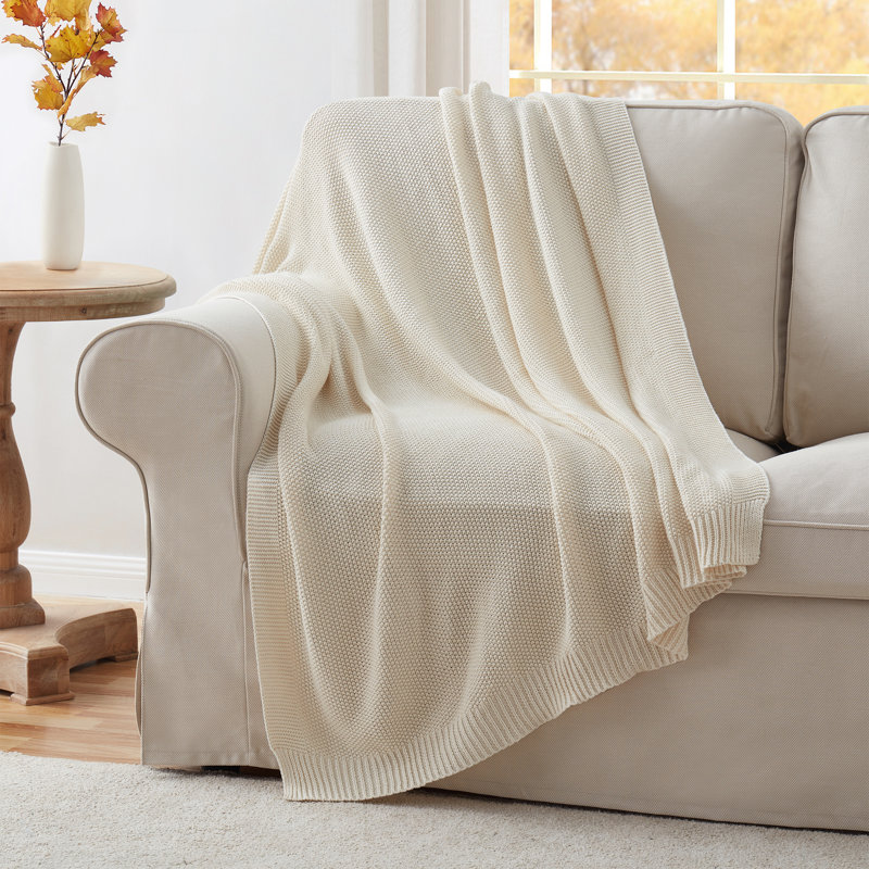 Jeté en coton uni Latitude Run® Home, Ivoire