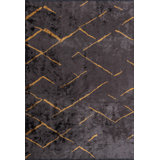 Rapture Black/Gold Abstract Luxury Area Rug