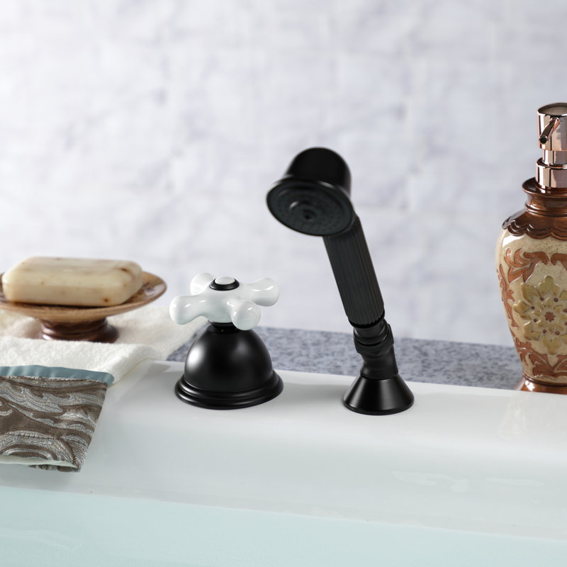 Kingston Brass Vintage Deck Mount Hand Shower with Diverter for Roman Tub Faucet, Matte Black