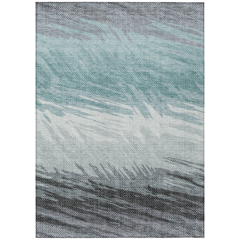 Machine Washable Indoor/Outdoor Jenning ACN2272 Stripes Rug, Rectangle 10' x 14'