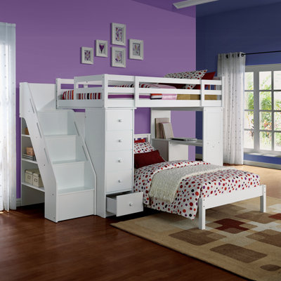 Lit mezzanine simple avec rangement Freya