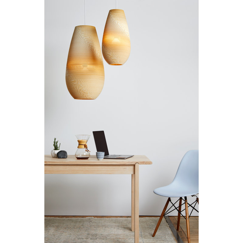 Luminaire suspendu à 1 lumière Scraplight, H 26 po x l 14,5 po x P 14,5 po, Blond