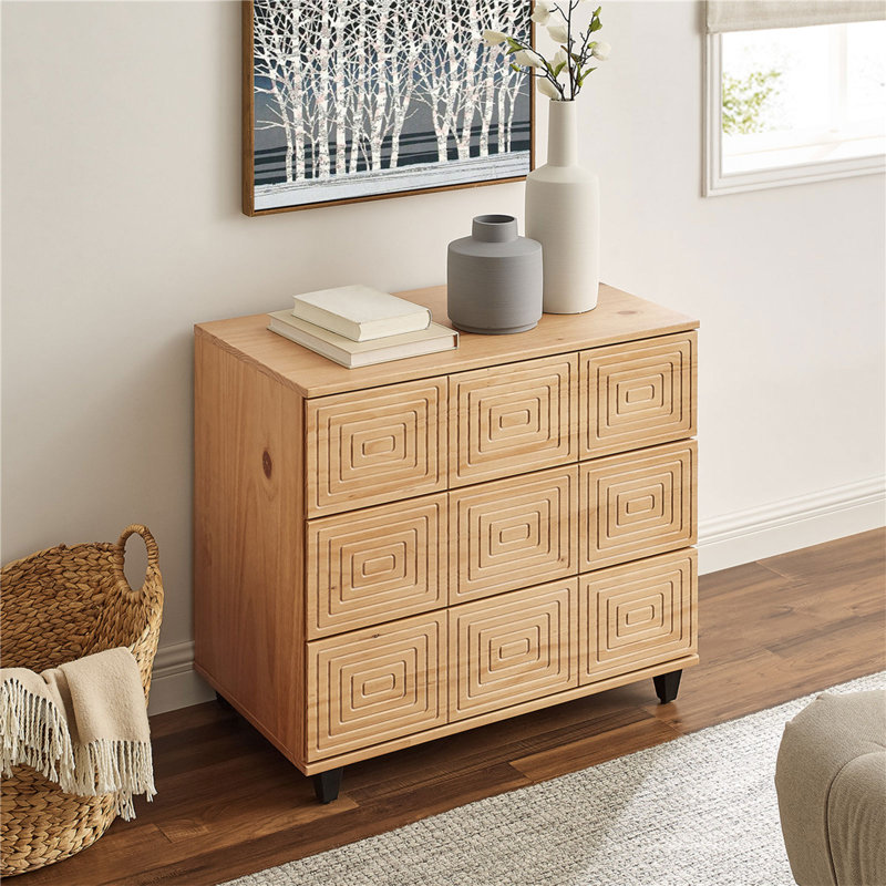 Commode 3 tiroirs Davares, Beige